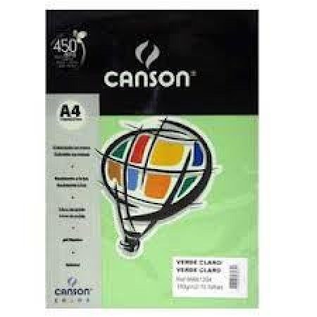 Papel Color Canson A4 120g 15 Folhas Verde Claro Ref 66661230