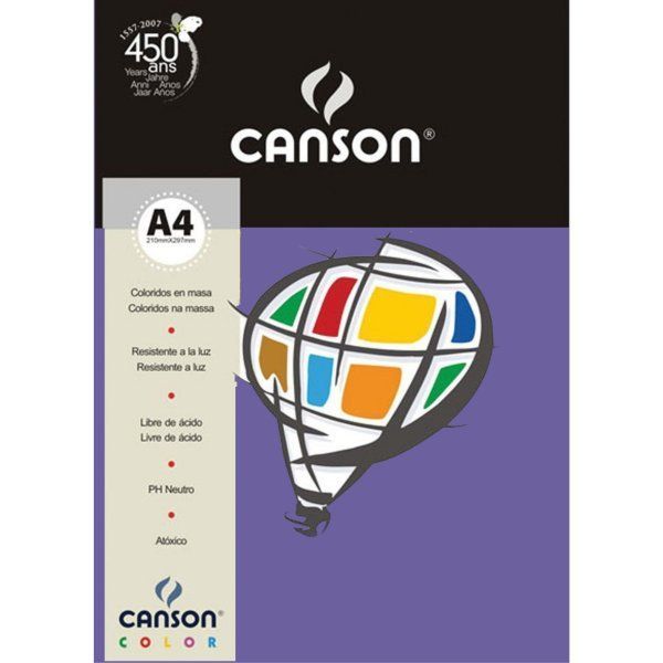 Papel Color Canson A4 180g 10 Folhas Violeta Ref 66661198