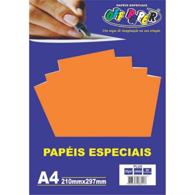 Papel Color Plus Off Paper  A4 120g 20 Folhas Laranja