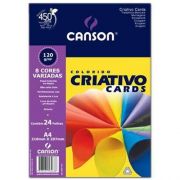 Papel Color Canson Criativo A4 120g 24 folhas 8 Cores Variadas Ref 66667163