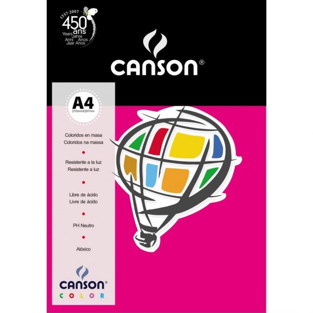 Papel Color Canson A4 180g 10 folhas Rosa Escuro Ref. 66661196