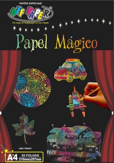 Papel Mágico Multicolor com Bastão A4 5 folhas Off Paper