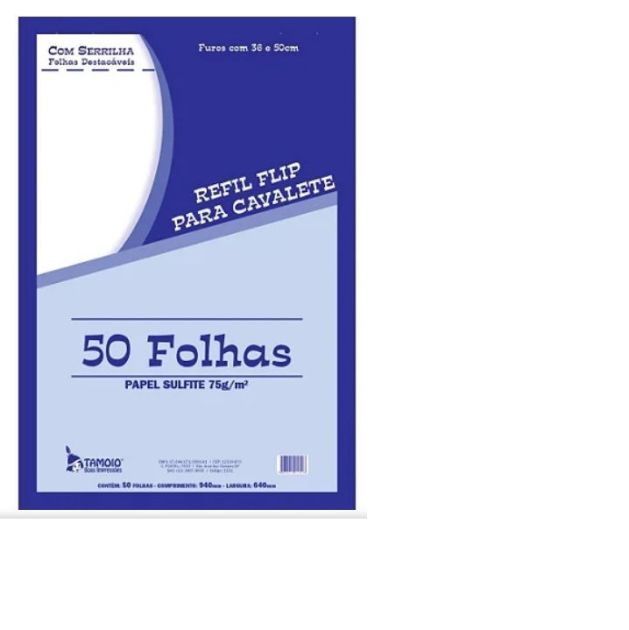 Papel para Flip Chart com 50 Folhas 64cm x 94cm Tamoio Ref.1151