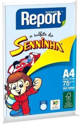 Papel Sulfite A4 Azul 75g 100 folhas Senninha Report