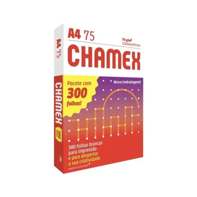 Papel Sulfite Chamex 300 Folhas Branco 75 gramas