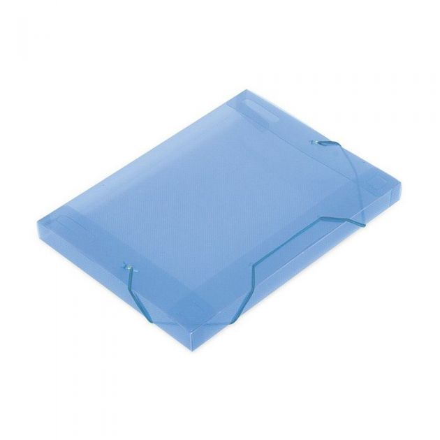 Pasta plástica c/aba e elástico, Soft, tamanho ofício 4cm, POLIBRAS - Azul