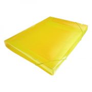 Pasta plástica c/aba e elástico, Soft,  tamanho ofício 3cm, POLIBRAS - Amarela