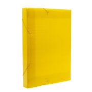 Pasta plástica Polionda c/aba e elástico, Ofício 35mm, Novaonda Polibras - Amarela