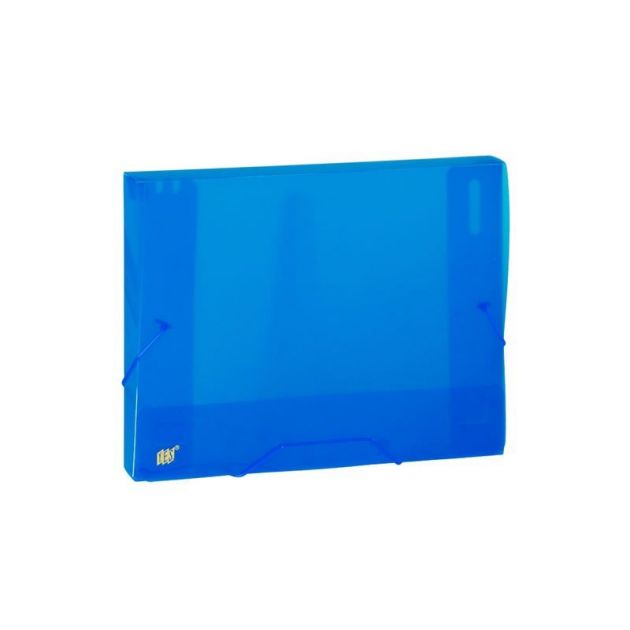 Pasta Plástica com Aba e Elástico de Silicone, Transparente Texturizada OF 2cm  YES Azul