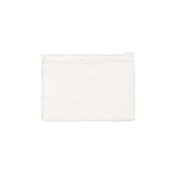 Pasta Plástica com Ziper Slide 80x110mm , YES - Cristal com detalhes em Branco com Porta Cartão