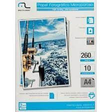 Papel Fotográfico A4 260g Microporoso Branco High Quality com 10 folhas PE018 Multilaser