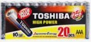 Pilha Alcalina Palito AAA Toshiba com 20 unidades