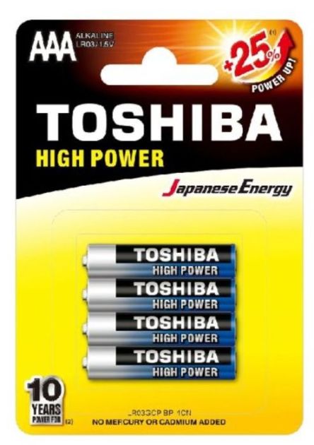 Pilha Alcalina Palito AAA Toshiba com 4 unidades