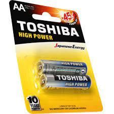 Pilha Alcalina Pequena AA Toshiba com 2 unidades