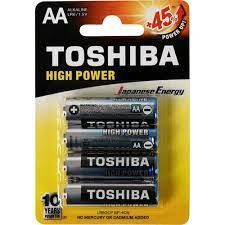 Pilha Alcalina Pequena AA Toshiba com 4 unidades