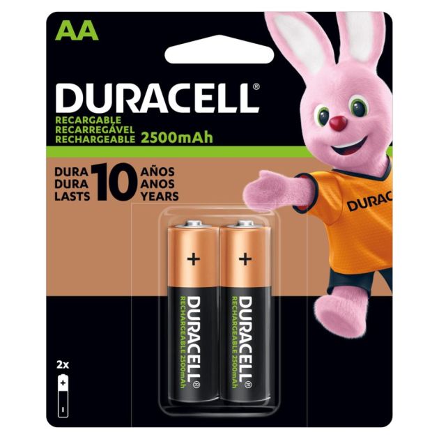 Pilha Recarregável AA 2500 Mah Duracell com 2 Unidades