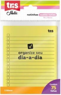 Notas Autoadesivas com 75 folhas pautadas Amarela Memo Notes Holic Tris