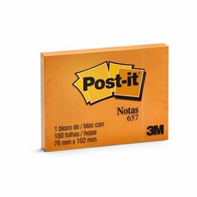 Recado Adesivo, Post-it, 76mm x 102mm, 100 folhas, 3M - Laranja Neon