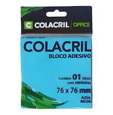 Recados Adesivos 76x 76 1BL 100 Folhas Colacril Azul