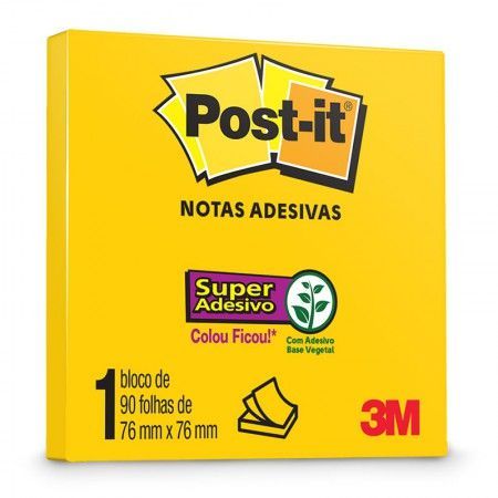 Recado Adesivo Post-it 76mm x 76mm, 90 folhas Pop-up Refil 3M - Amarelo