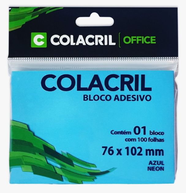 Recados Adesivos 76x102 1BL 100 Folhas Colacril Azul