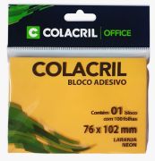 Recados Adesivos 76x102 1BL 100 Folhas Colacril Laranja Neon