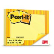 Recado Adesivo, Post-it, 76mm x 102mm, 100 folhas, 3M - Amarelo