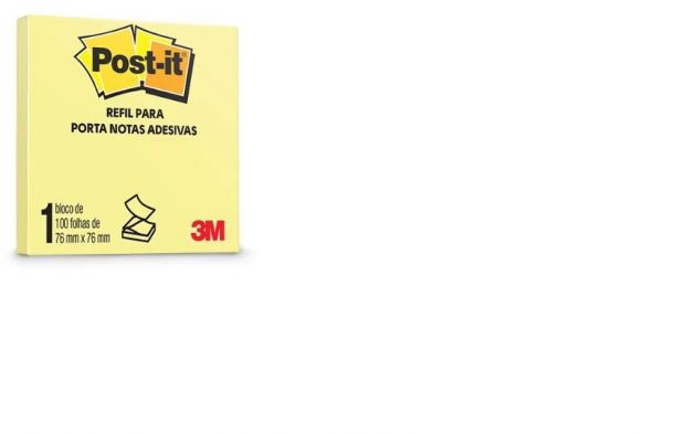 Recado Adesivo, Post-it, 76mm x 76mm, 90 folhas, Refil, 3M - Amarelo