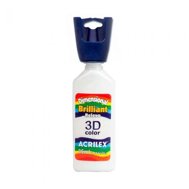 Tinta dimensional 3D brilliant 35ml branco 519 Acrilex