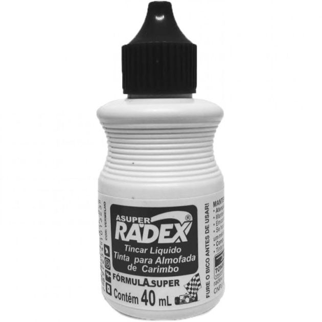 Tinta para Carimbo Radex 40ml Tincar Preta para Almofada